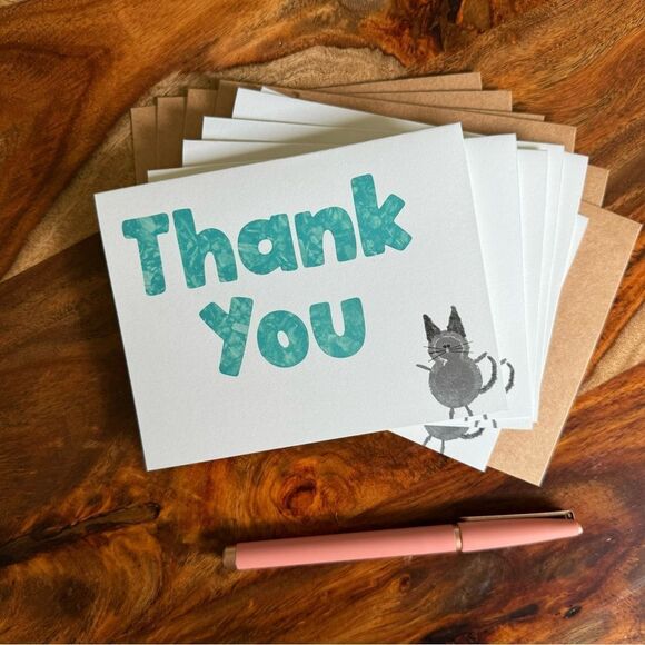 Greeting Cards Thank You Cards for Cat Lovers Gift 6 w/Envelopes Custom NEW - Picture 1 of 3
